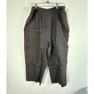 XiAo Womens High Rise Elastic Waist Linen Capri Crop Pants Large Pull-On Casual